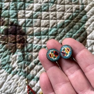 Handcrafted Vintage Italian Micro-Mosaic Screw-back Earrings